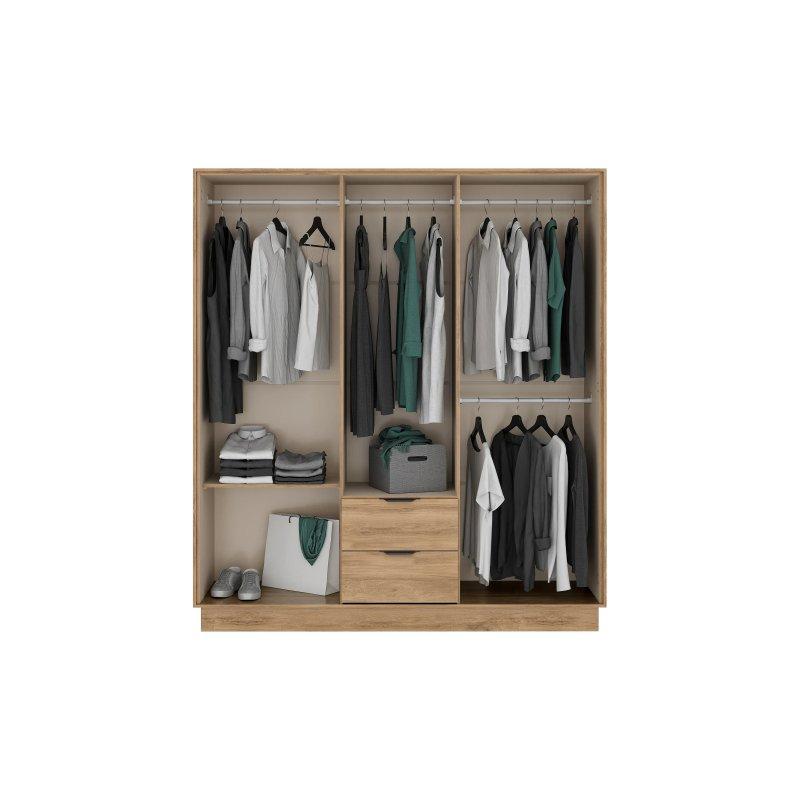Endüstriyel Ahşap 6 Kapılı Gardrop 162x182 cm - 90595