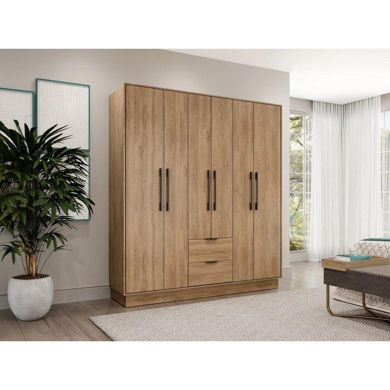 Endüstriyel Ahşap 6 Kapılı Gardrop 162x182 cm - 90595