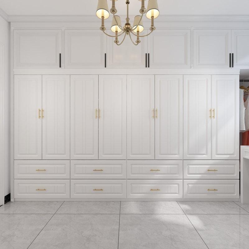Endüstriyel Ahşap 8 Çekmeceli Beyaz Gardrop 189 cm x 320 cm - 91036