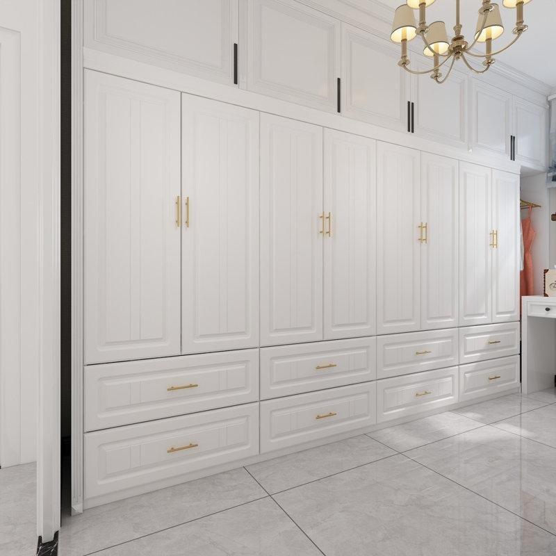 Endüstriyel Ahşap 8 Çekmeceli Beyaz Gardrop 189 cm x 320 cm - 91036