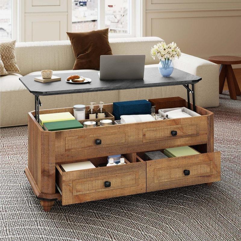 Endüstriyel Ahşap Açılır Akıllı Sehpa 100x39 cm Gri-Kahverengi - 101082