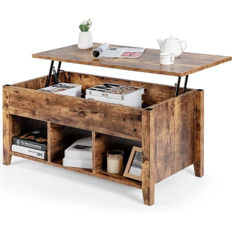 Endüstriyel Ahşap Açılır Akıllı Sehpa 104 cm Doğal Renk - 101484