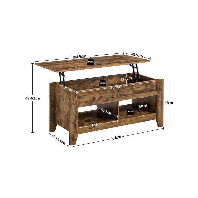 Endüstriyel Ahşap Açılır Akıllı Sehpa 105 x 50 x 49-62 cm Kahverengi - 101612