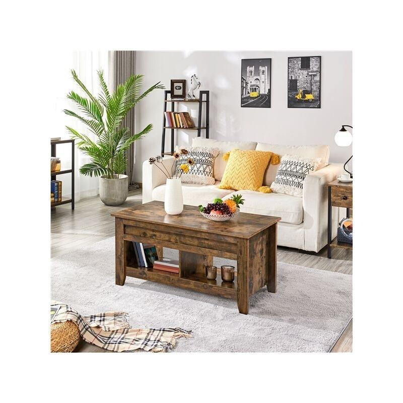 Endüstriyel Ahşap Açılır Akıllı Sehpa 105 x 50 x 49-62 cm Kahverengi - 101612