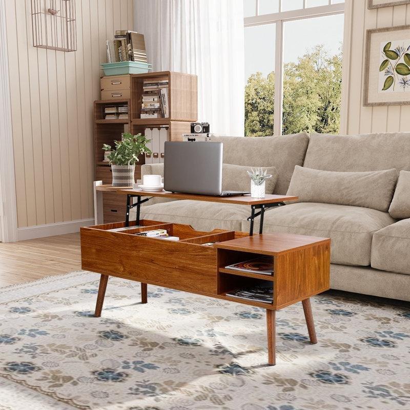 Endüstriyel Ahşap Açılır Akıllı Sehpa 108x40x40 cm, Kahverengi - 101451