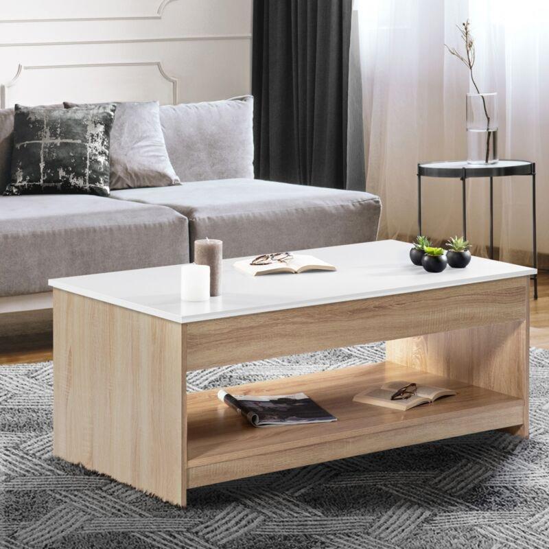 Endüstriyel Ahşap Açılır Akıllı Sehpa 110x61 cm Beyaz Plateau - 101695