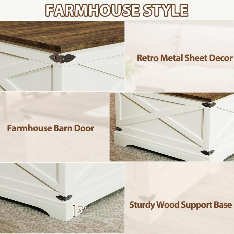 Endüstriyel Ahşap Açılır Akıllı Sehpa 80x80 cm Beyaz Tabanı Şarj Portlu - 101067