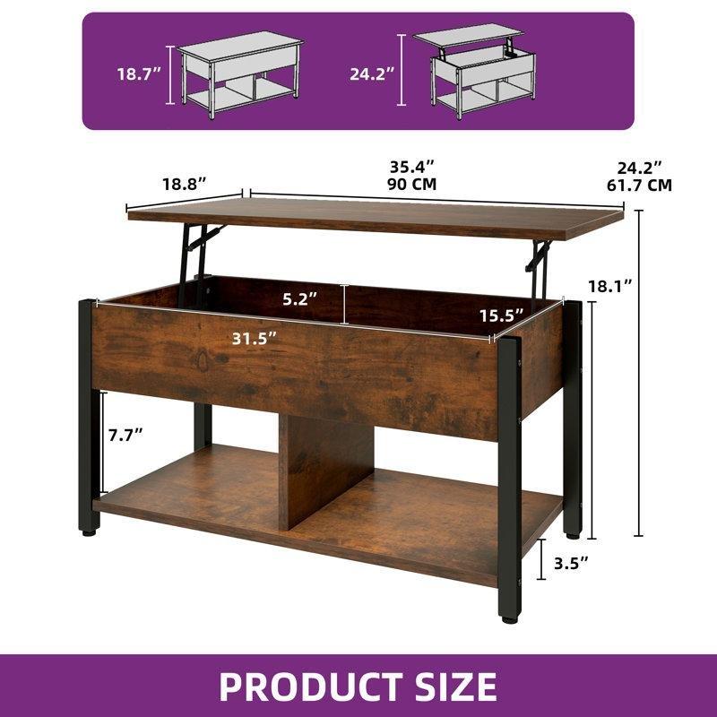 Endüstriyel Ahşap Açılır Akıllı Sehpa 90x40x39 cm - 101226