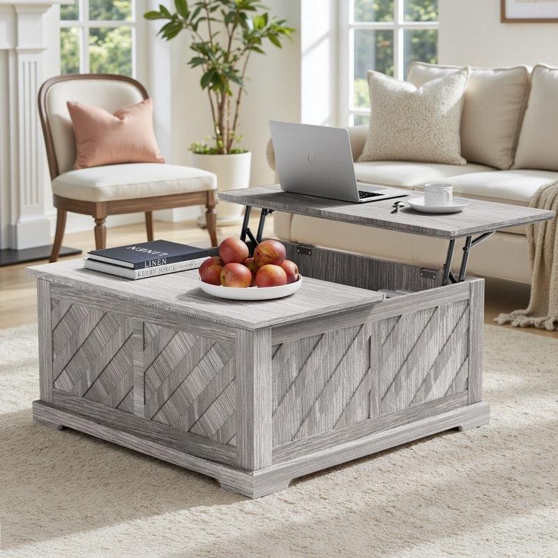 Endüstriyel Ahşap Açılır Akıllı Sehpa 90x90 cm - 101229