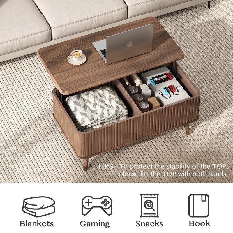 Endüstriyel Ahşap Açılır Akıllı Sehpa 97x53x42 cm, Kahverengi - 101415