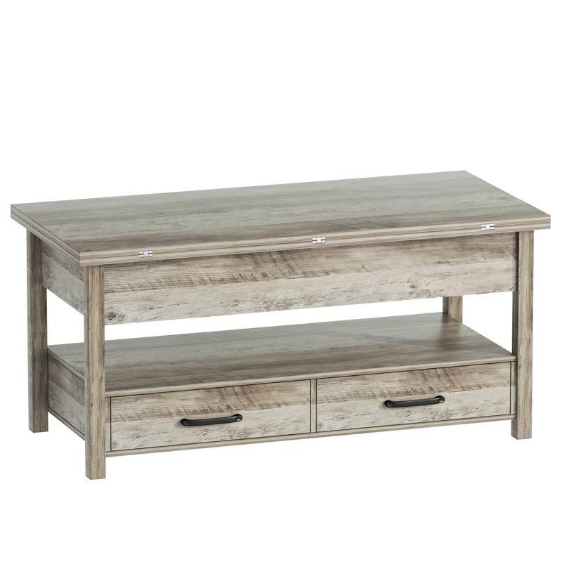 Endüstriyel ahşap açılır akıllı sehpa gri renk 106x100x47 cm - 101286