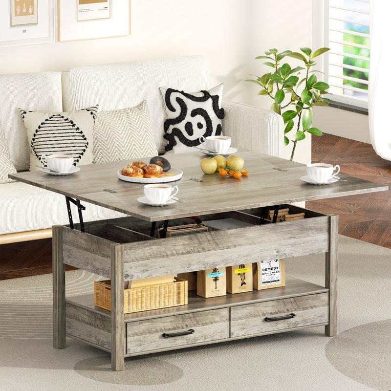 Endüstriyel ahşap açılır akıllı sehpa gri renk 106x100x47 cm - 101286 Endüstriyel ahşap açılır akıllı sehpa gri renk 106x100x47 cm - 101286