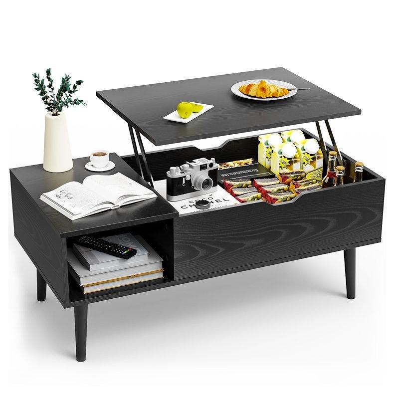 Endüstriyel Ahşap Açılır Akıllı Sehpa Siyah 100x50x60 cm - 101088