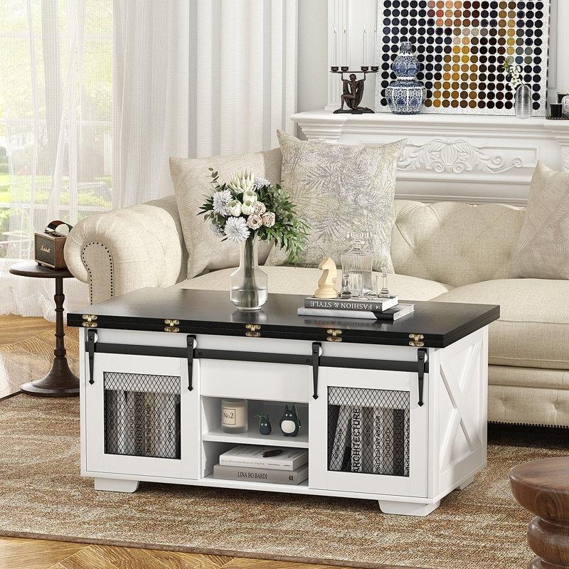 Endüstriyel ahşap açılır akıllı sehpa siyah beyaz 105 cm - 101391