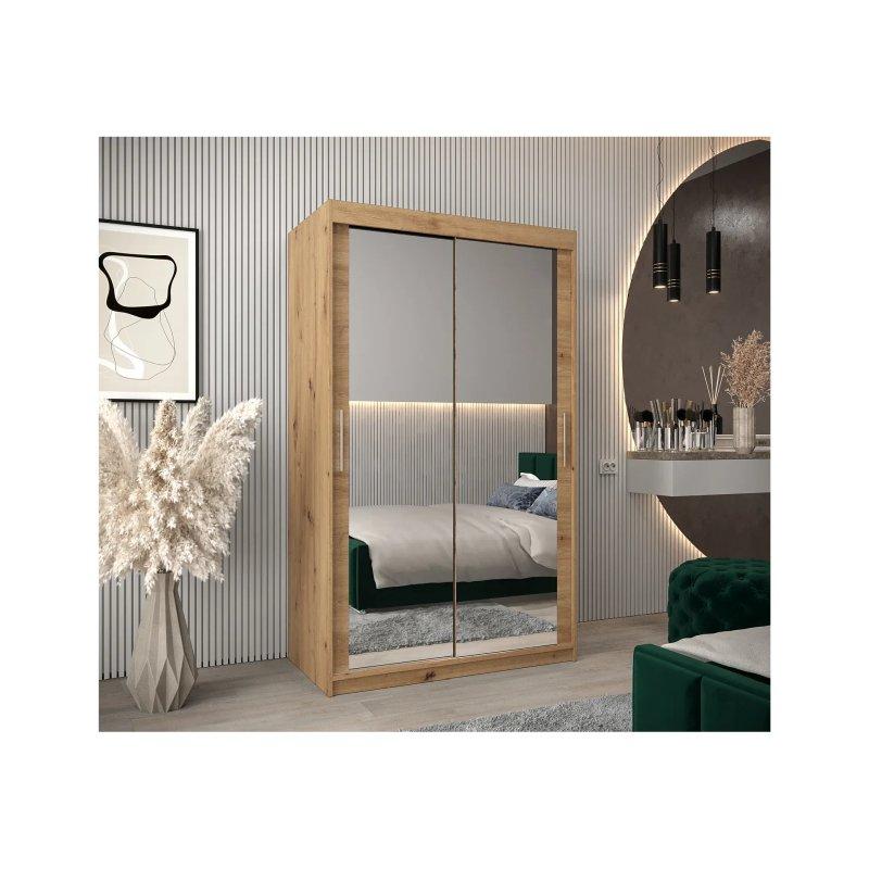 Endüstriyel Ahşap Aynalı Sürgülü Gardrop 120x200 cm - 90280