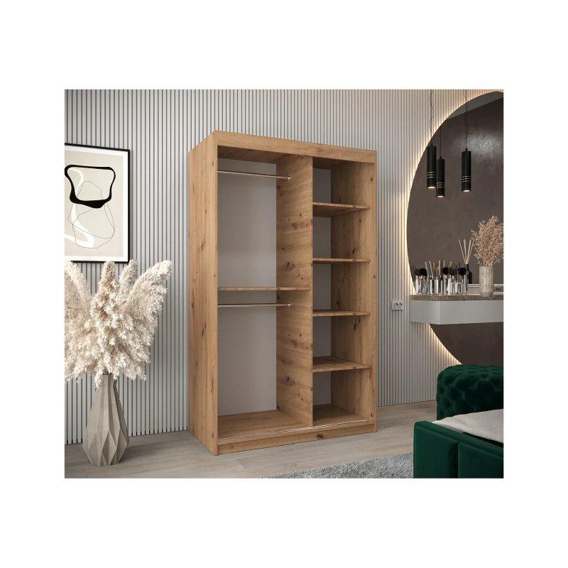 Endüstriyel Ahşap Aynalı Sürgülü Gardrop 120x200 cm - 90280