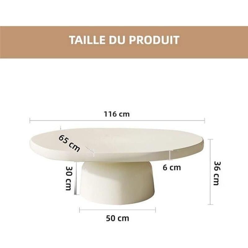 Endüstriyel Ahşap Beyaz Oval Orta Sehpa 116x65 cm - 103454