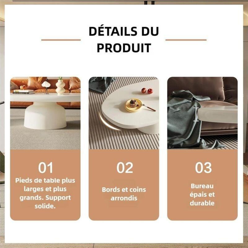 Endüstriyel Ahşap Beyaz Oval Orta Sehpa 116x65 cm - 103454