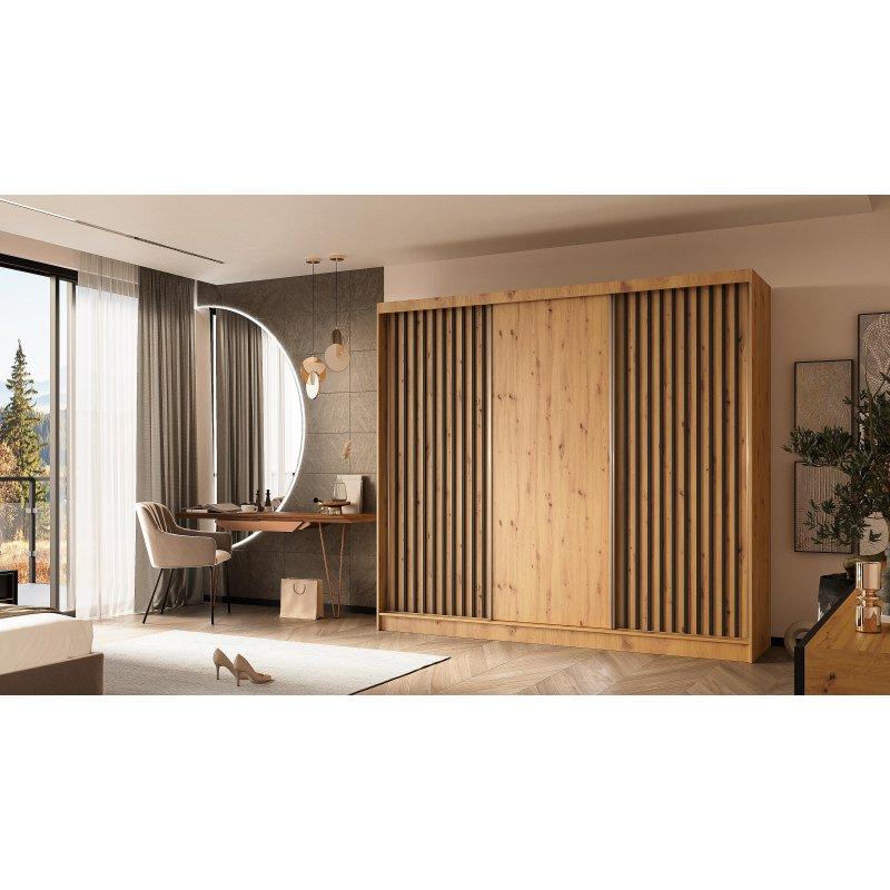 Endüstriyel Ahşap Çıta Kapaklı Sürgülü Gardrop 240x61x216 cm - 90880