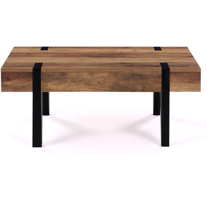 Endüstriyel Ahşap Dikdörtgen Orta Sehpa 100x55 cm Çekmeceli - 103585