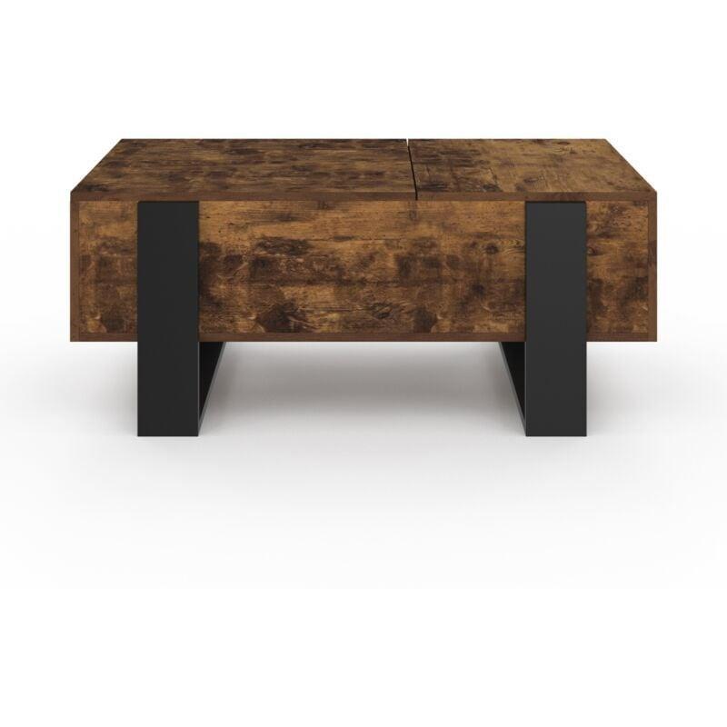 Endüstriyel Ahşap Etkili Siyah Açılır Akıllı Sehpa 97x50x40 cm - 101549