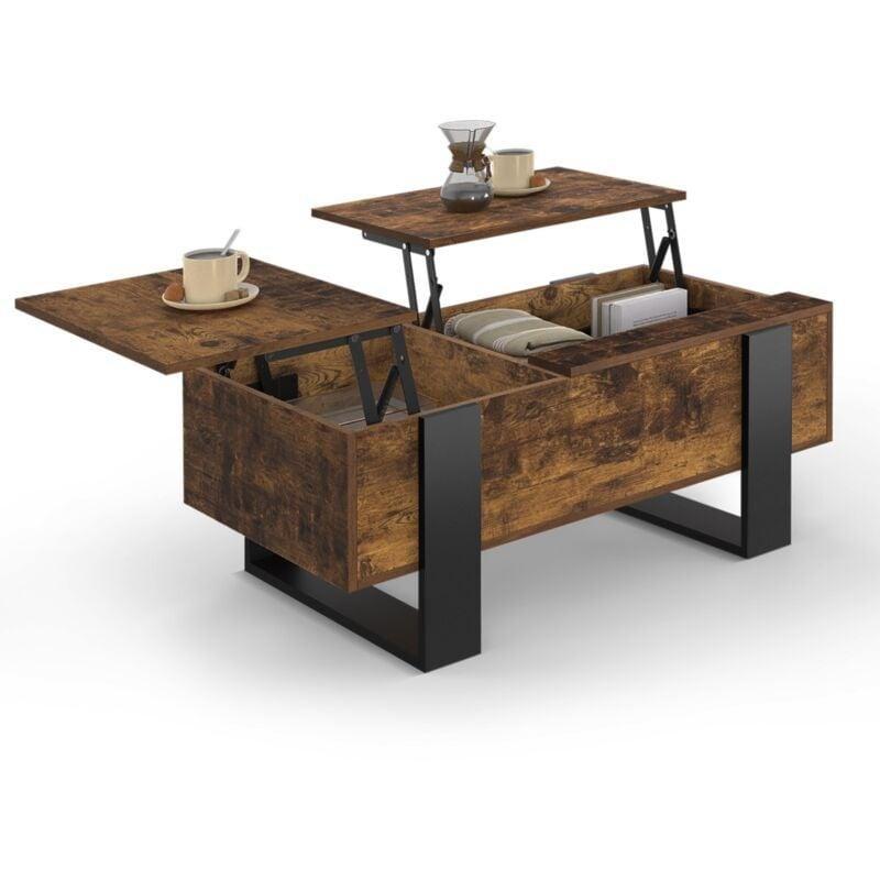 Endüstriyel Ahşap Etkili Siyah Açılır Akıllı Sehpa 97x50x40 cm - 101549