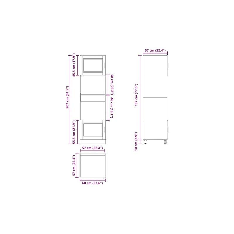 Endüstriyel Ahşap Fırın Dolabı 60x57x207 Cm Beyaz 2 Adet - 100644