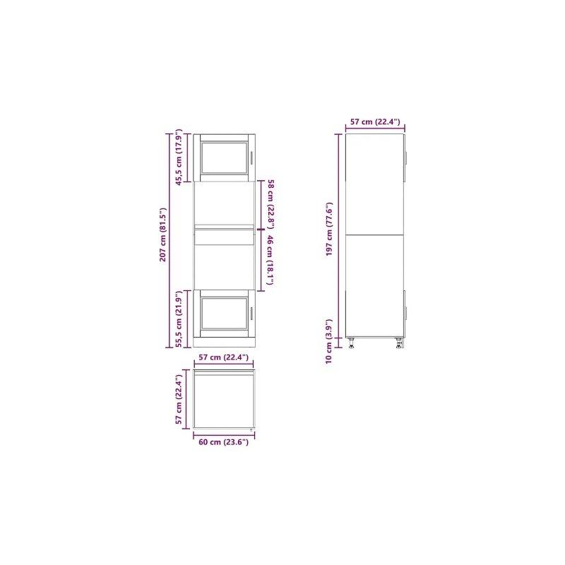 Endüstriyel Ahşap Fırın Dolabı 60x57x207 cm Porto Siyah 2 Adet - 100650