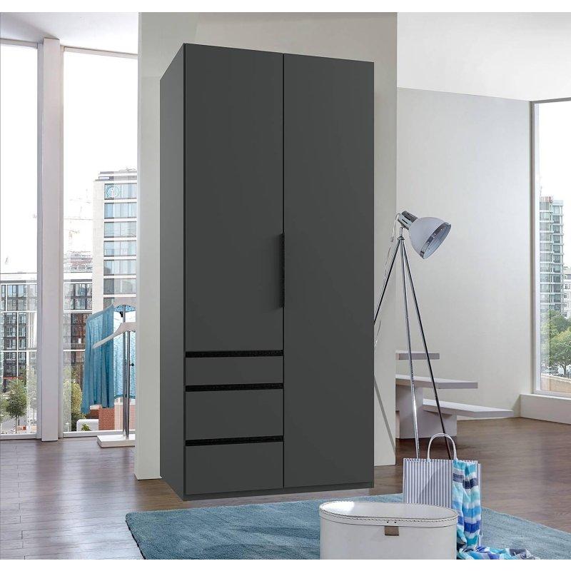 Endüstriyel Ahşap Gardrop Antrasit 100x216 cm - 90856