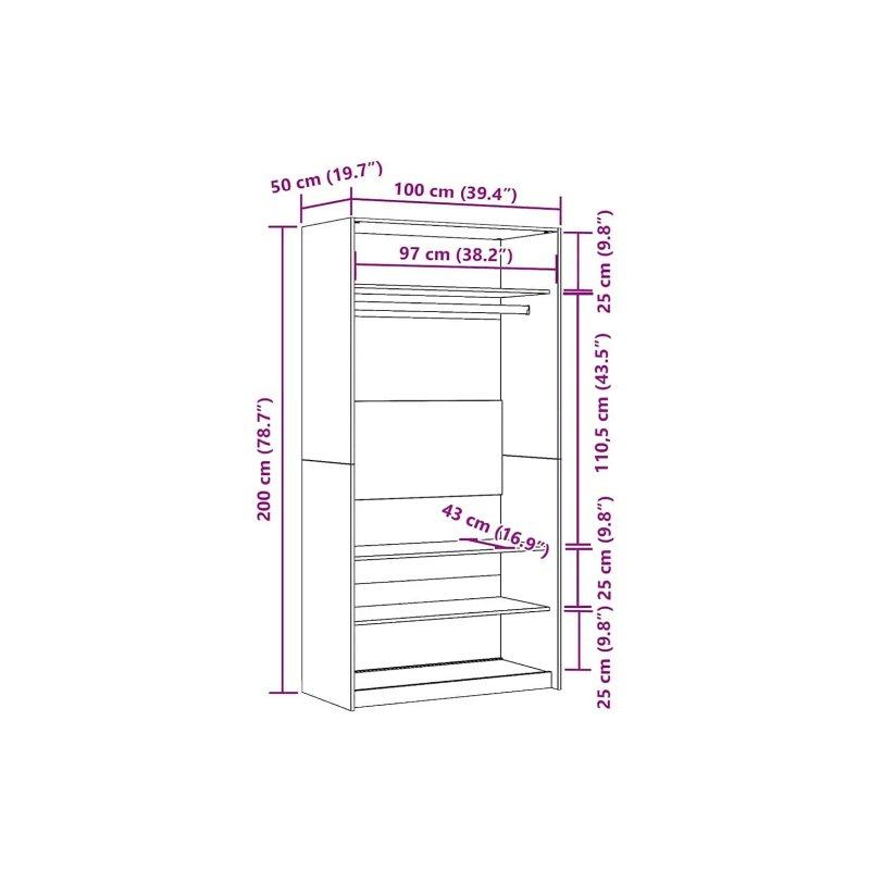 Endüstriyel Ahşap Gardrop Sonoma Ceviz 100x50x200 cm - 90448