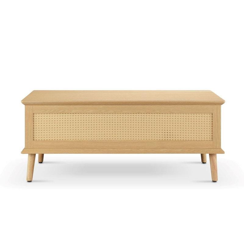 Endüstriyel Ahşap Hasır Desenli Kare Açılır Akıllı Sehpa 107x55 cm - 101280