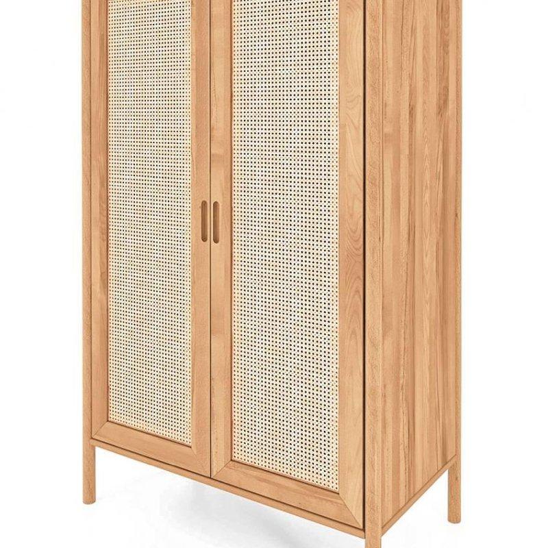 Endüstriyel Ahşap Hasır Kapılı Gardrop 108x175 cm - 90640