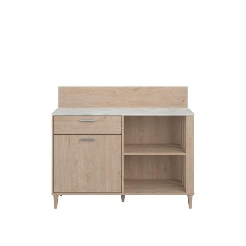 Endüstriyel Ahşap Kahve Köşesi 120 cm Beyaz Taş Tablalı - 100158