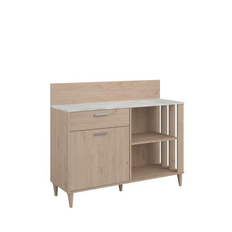 Endüstriyel Ahşap Kahve Köşesi 120 cm Beyaz Taş Tablalı - 100158