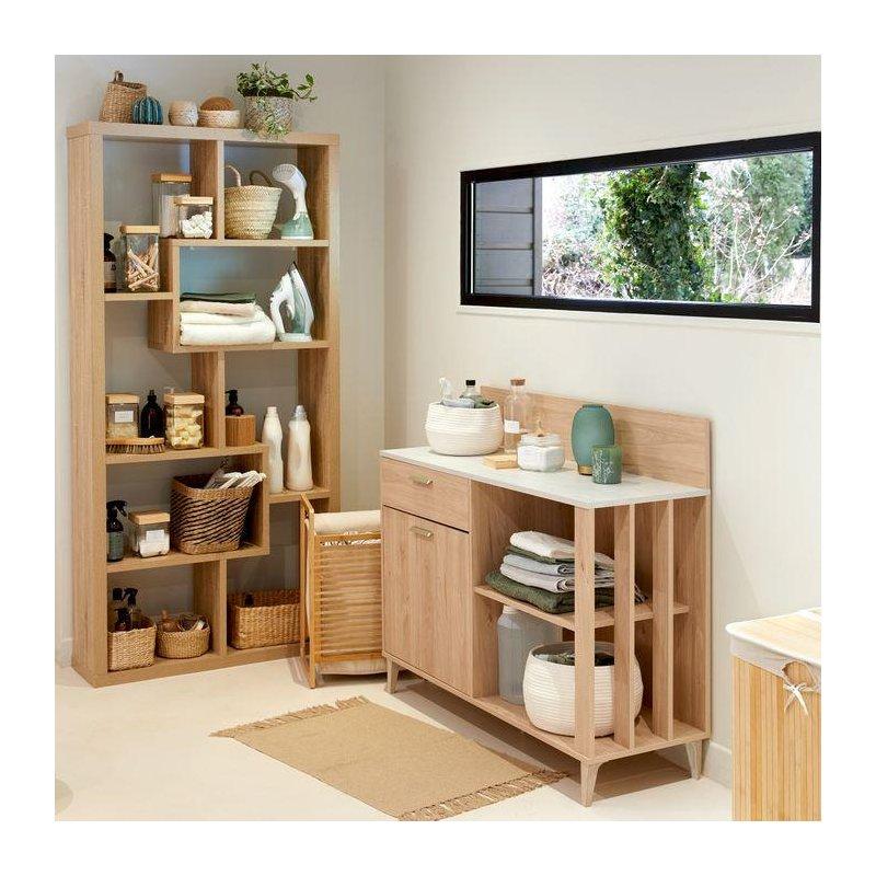 Endüstriyel Ahşap Kahve Köşesi 120 cm Beyaz Taş Tablalı - 100158