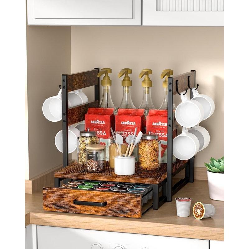 Endüstriyel Ahşap Kahve Köşesi 36 cm Yükseklik Keurig Uyumlu - 99901