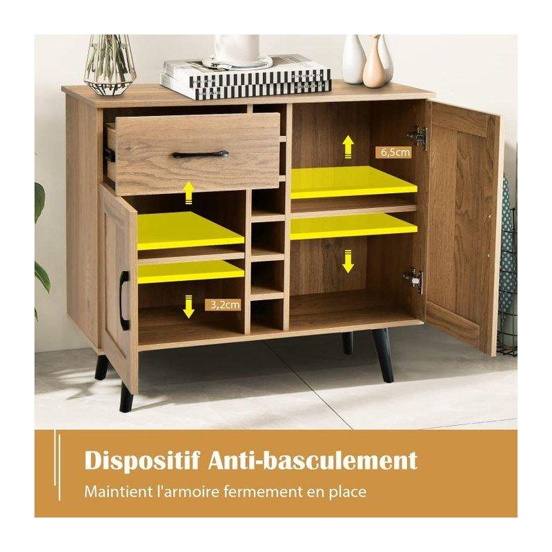 Endüstriyel Ahşap Kahve Köşesi 90x40x79 cm, 2 Kapılı, 6 Şişelik Raf - 100097