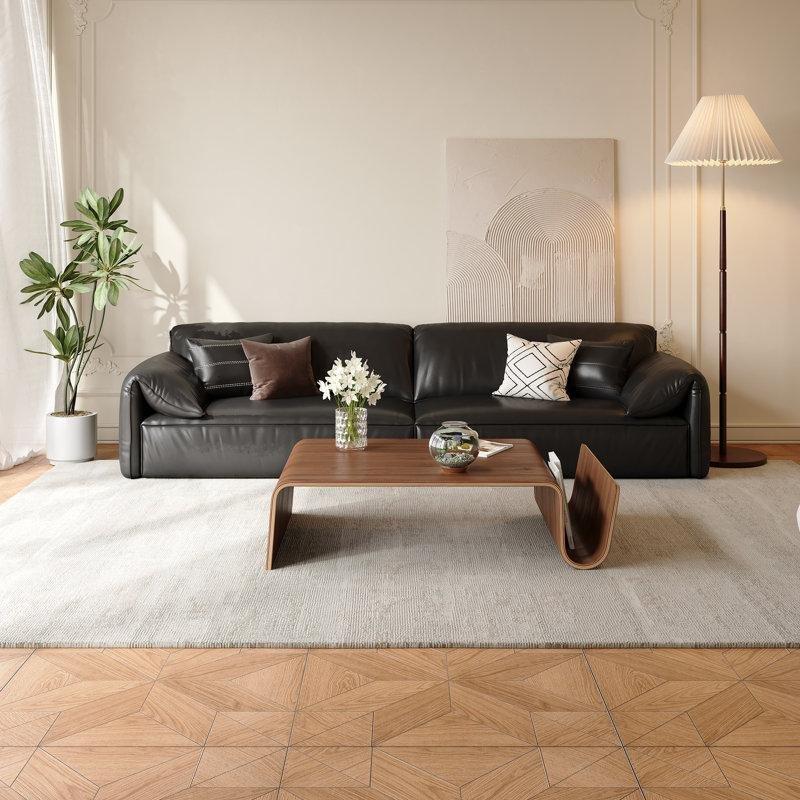 Endüstriyel Ahşap Kahverengi 105 cm Kavisli Kenarlı Orta Sehpa - 104548