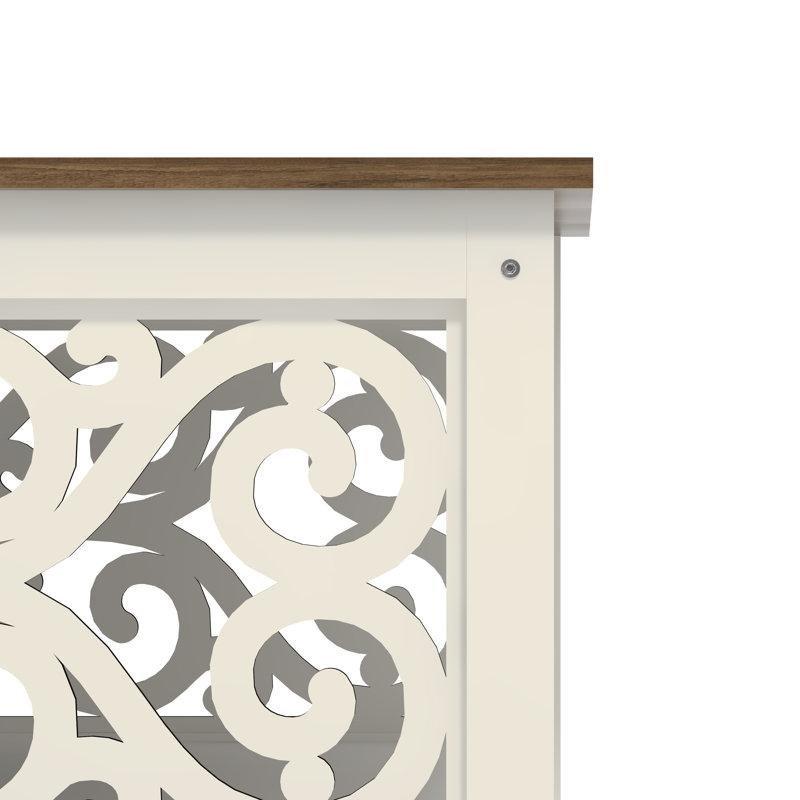 Endüstriyel Ahşap Kahverengi Orta Sehpa 89 cm Oymalı Tasarımlı Raflı - 104545