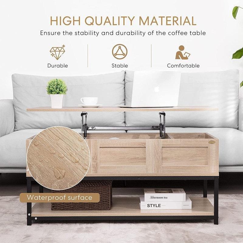 Endüstriyel Ahşap Kaldırmalı Akıllı Sehpa 105x105 cm - 101232