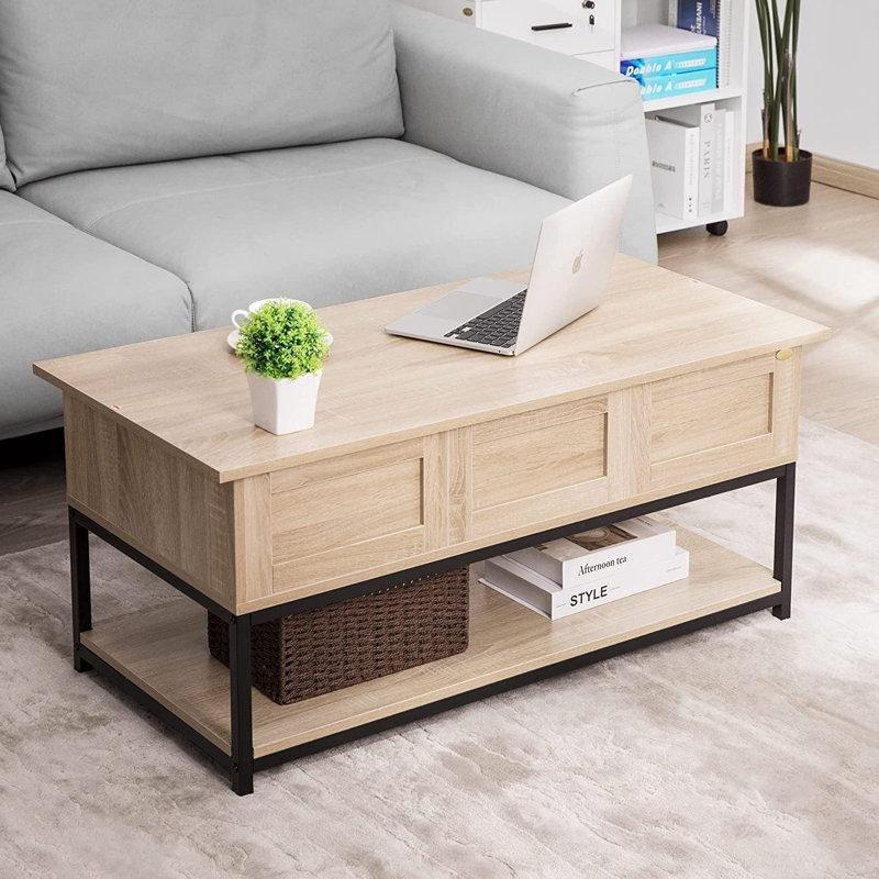 Endüstriyel Ahşap Kaldırmalı Akıllı Sehpa 105x105 cm - 101232