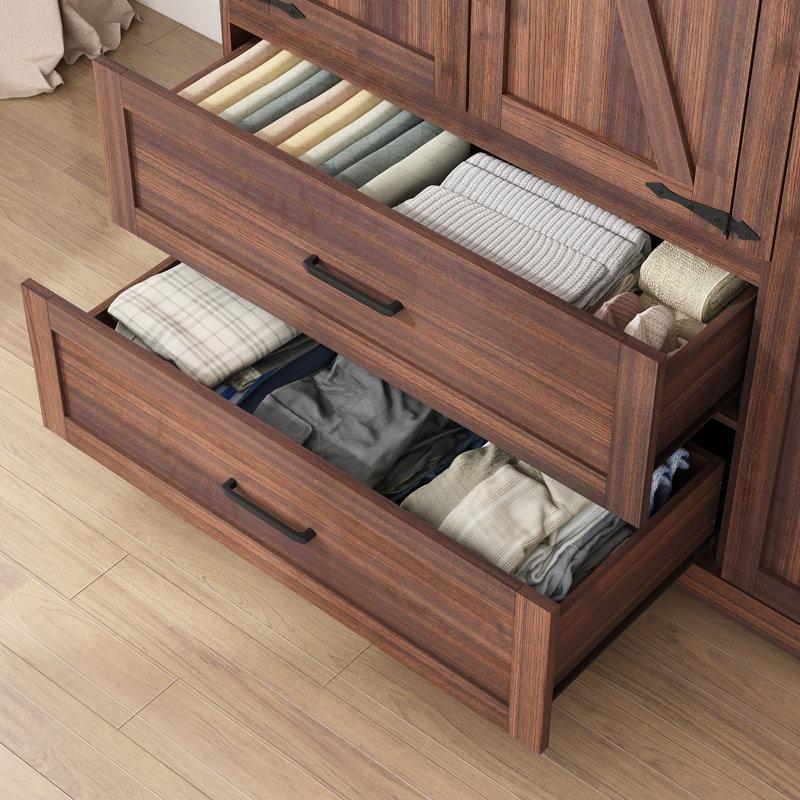 Endüstriyel Ahşap Kırsal Stil 3 Kapılı Gardrop 179 cm x 120 cm x 51 cm - 91129
