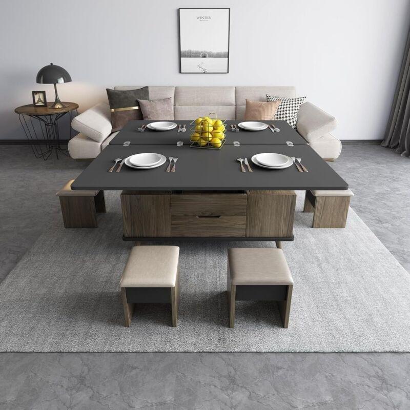 Endüstriyel Ahşap Kompozit Pistonlu Akıllı Sehpa 99x50 cm - 101506