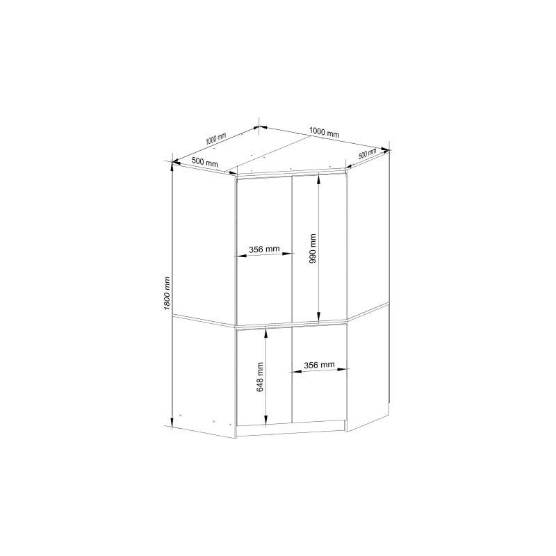 Endüstriyel Ahşap Köşe Gardrop 100x50x180 cm 4 Kapılı 6 Raflı Ceviz Tonunda - 90199