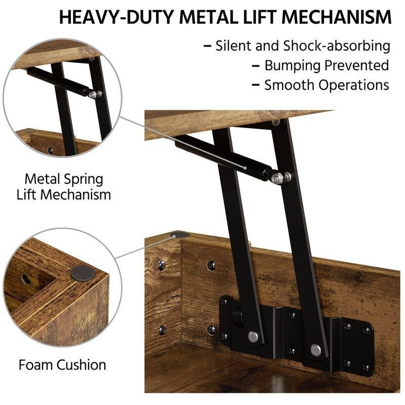 Endüstriyel Ahşap Metal Ayaklı Açılır Akıllı Sehpa 98x50 cm Kahverengi - 101633