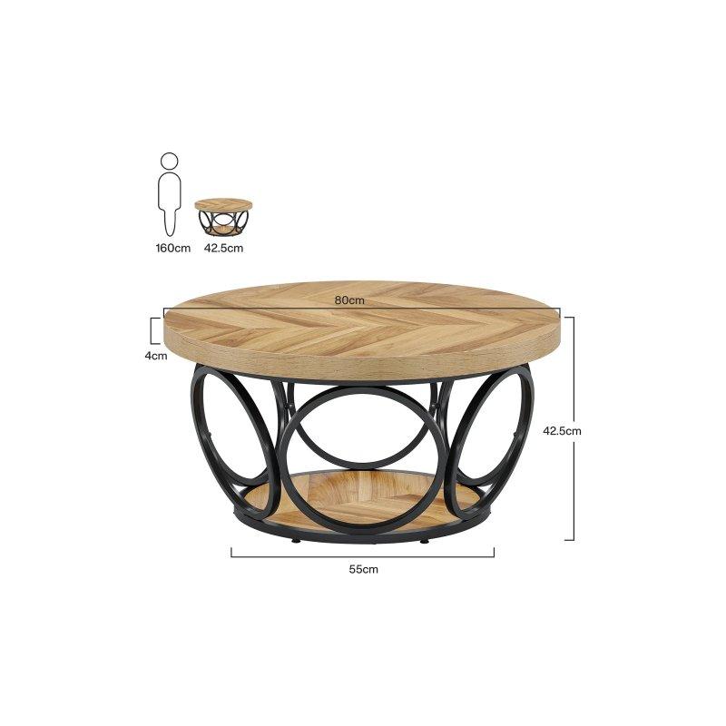 Endüstriyel Ahşap Metal Ayaklı Yuvarlak Orta Sehpa 80 cm - 102348