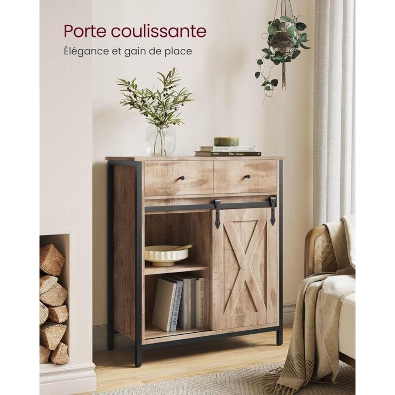 Endüstriyel Ahşap Metal Kahve Köşesi 70x30x80 cm Kaydırmalı Kapılı - 100272