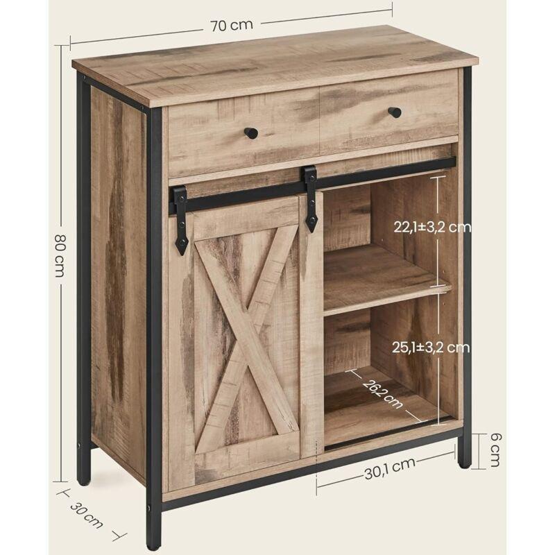 Endüstriyel Ahşap Metal Kahve Köşesi 70x30x80 cm Kaydırmalı Kapılı - 100272