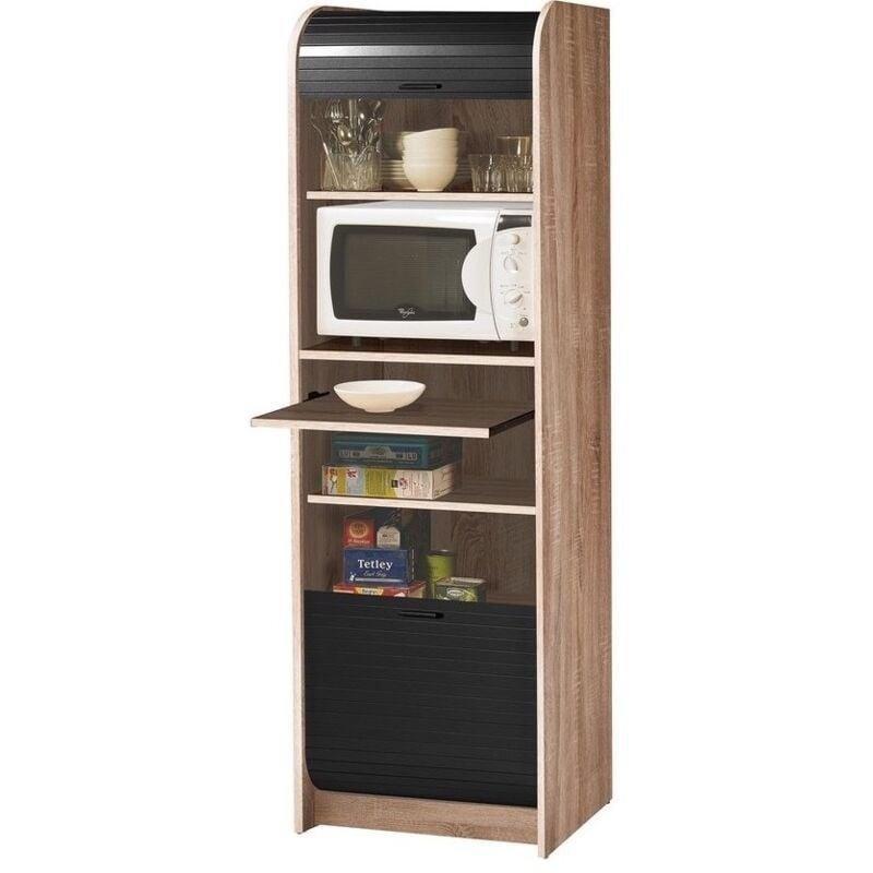 Endüstriyel Ahşap Mikrodalga Fırın Dolabı, Kayar Kapılı, 58 x 181 x 47 cm - 100936