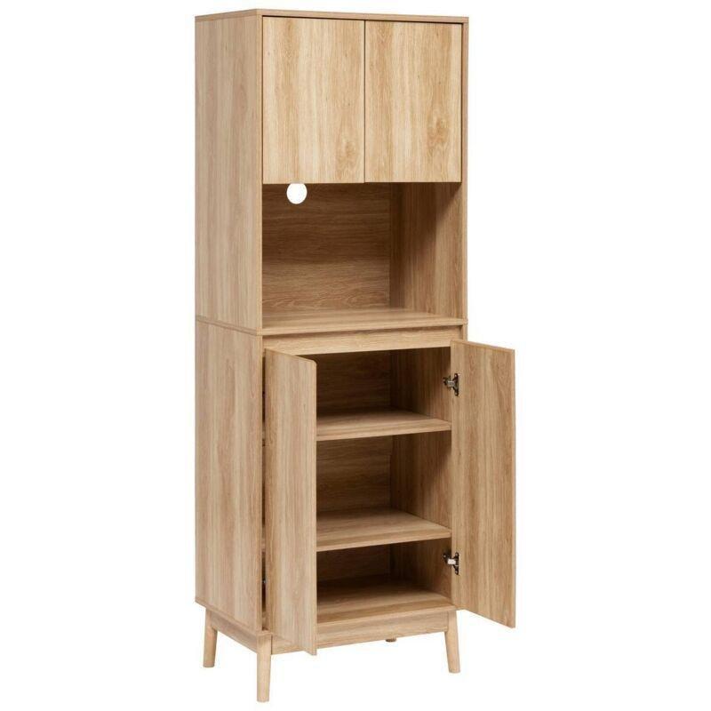Endüstriyel ahşap mutfak dolabı 60x40x175 cm açık niş ve 4 kapılı - 100930